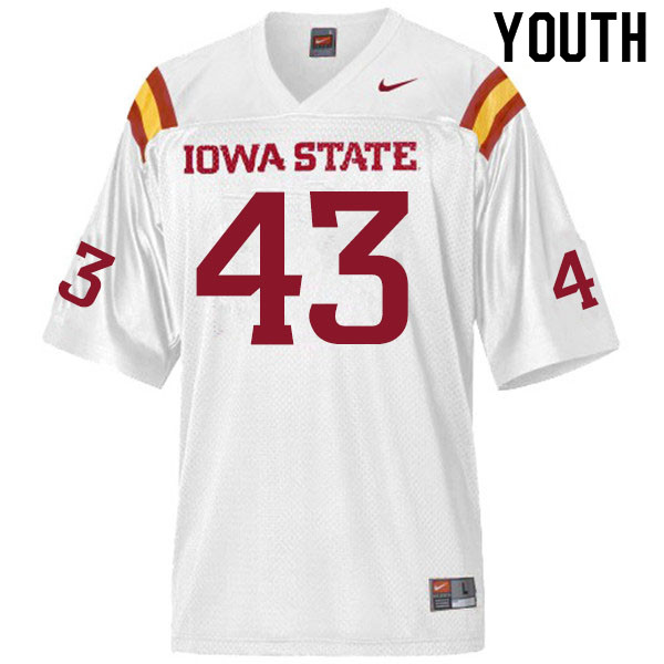 Iowa State Cyclones Youth #43 Jared Rus Nike NCAA Authentic White College Stitched Football Jersey OO42T88NL